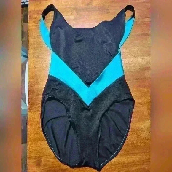 Other - Vintage 80s 90s Bill Blass swunsuit retro black and teal one piece size 10